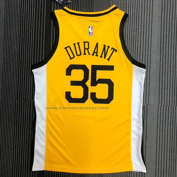 Maglia Golden State Warriors Kevin Durant NO 35 Earned Giallo